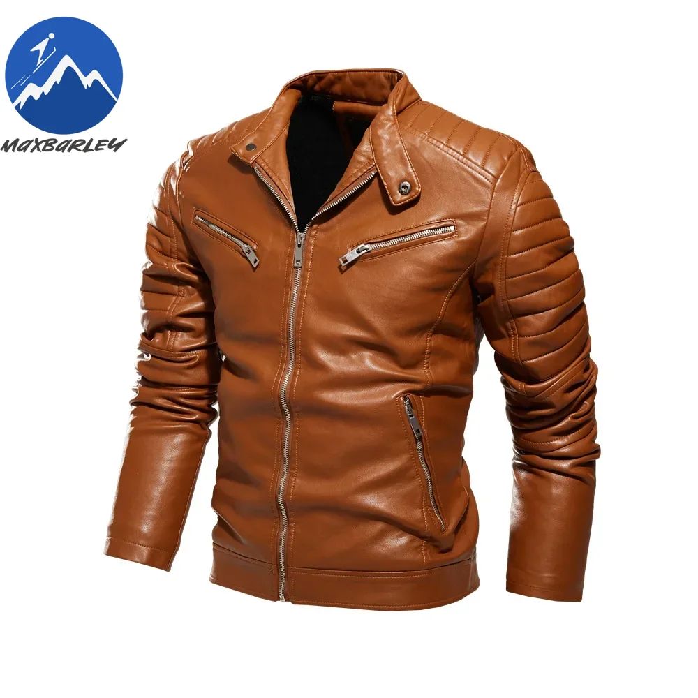 Men Yellow PU Leather Jacket Patchwork Biker Jackets  Casual Zipper Coat Male Motorcycle Jacket Slim Fit Fur Lined Outwear Coat