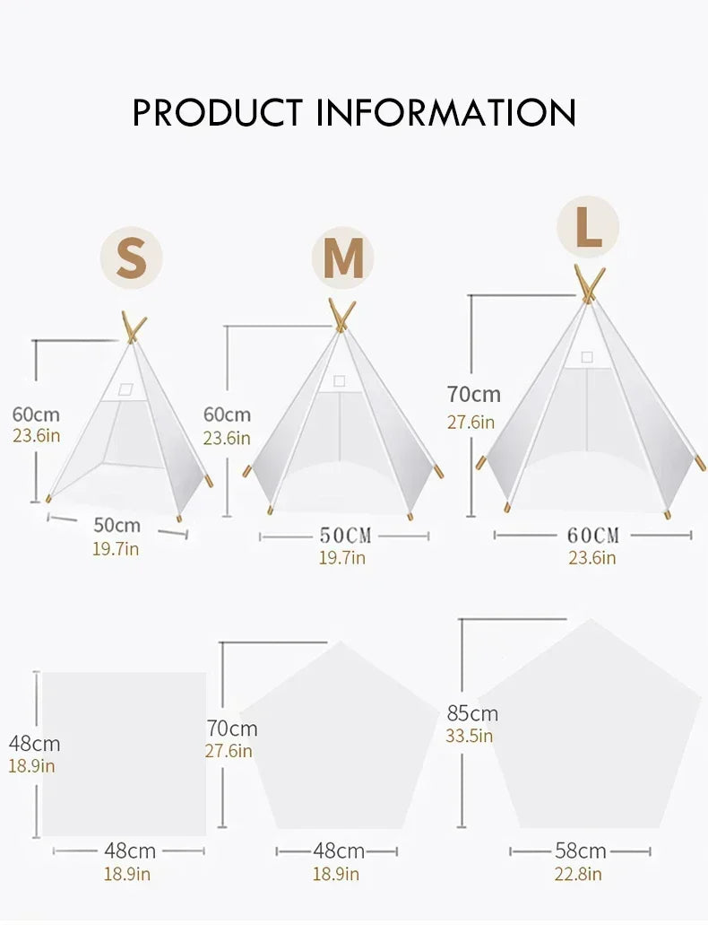 Tenda Tipi para Gatos e Cães, Portátil, Removível, Lavável, Casinha Interna para Filhotes com Almofada e Lousa, Cama para Gato