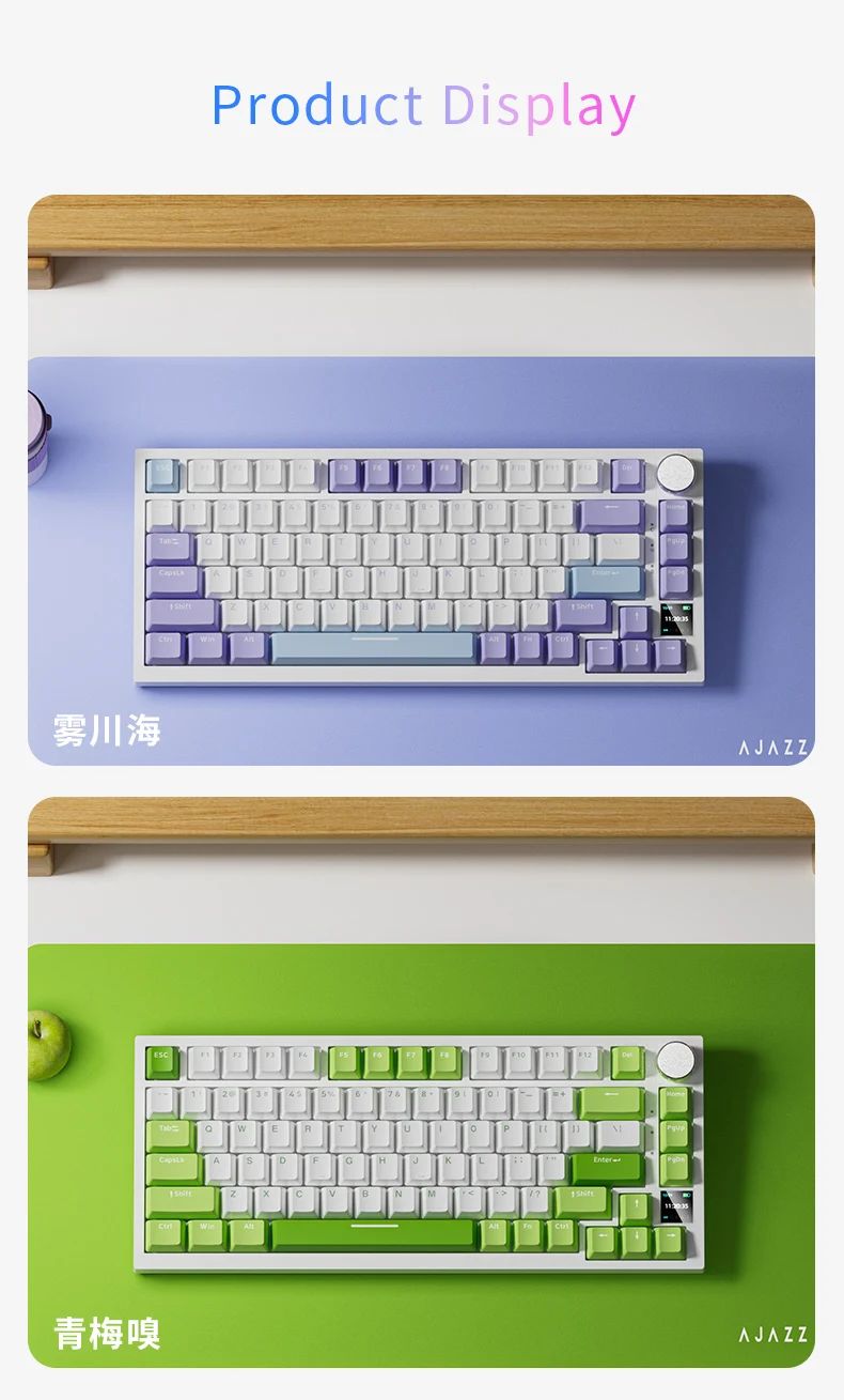 AJAZZ AK820 Teclado Mecânico para Jogos Sem Fio Hot Swap, Layout 75%, Switches Trocáveis, Conectividade de Três Modos