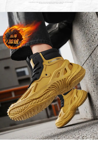 2025 Men's new breathable mesh trendy elastic band slip-on casual thick-soled sports shoes