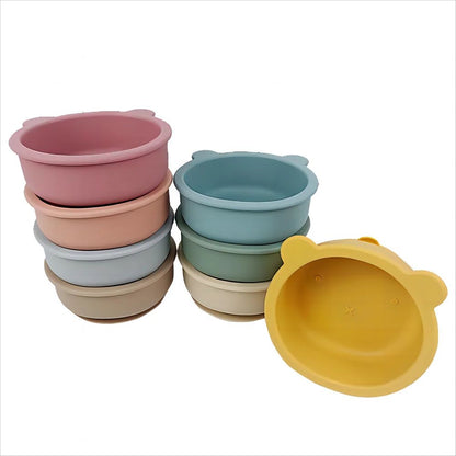 3pcs Baby Silicone Bowl Suction Cup Bowl Children's Tableware Complementary Bowl Children's Dinner Plate Silicone Tableware