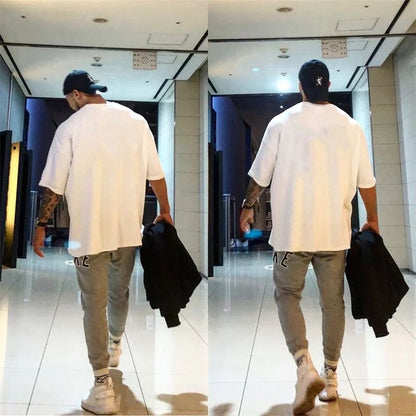 NEW Round Collar  sports T Shirt Oversize Cotton Summer Tee Training running shirt Man Streetwear Half Sleeve men T-shirt