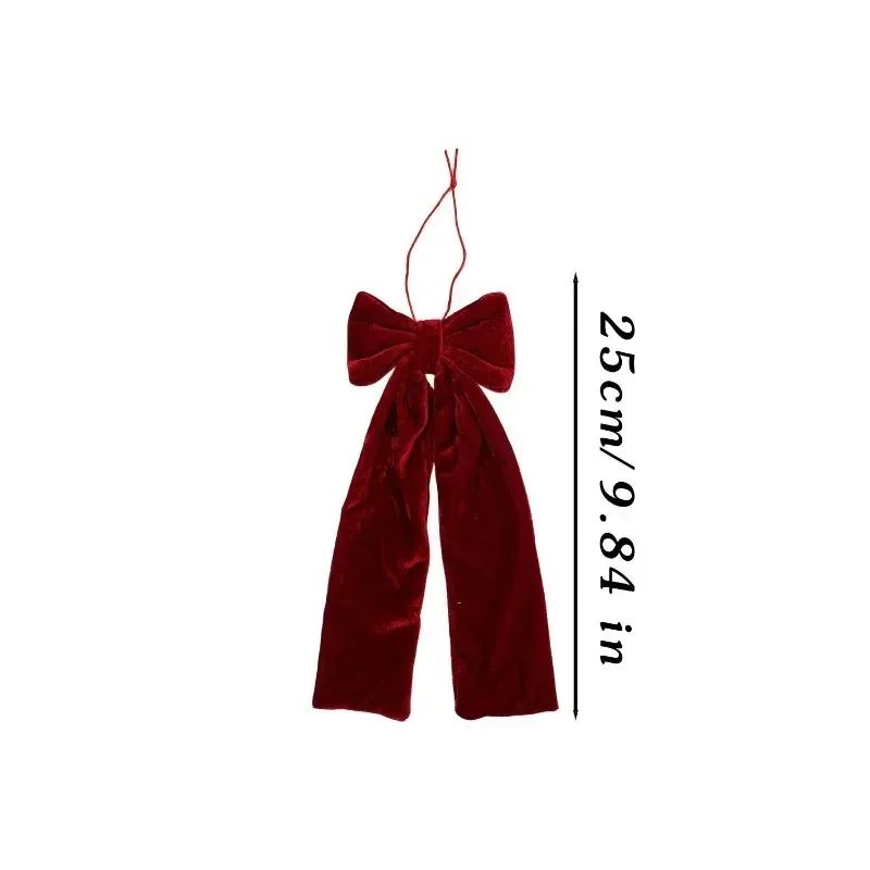 Large Size Bowknot Pendant Hanging Xmas Ornament DIY Home Party Christmas Tree Decorations Velvet Bow Burgundy Style Supplies