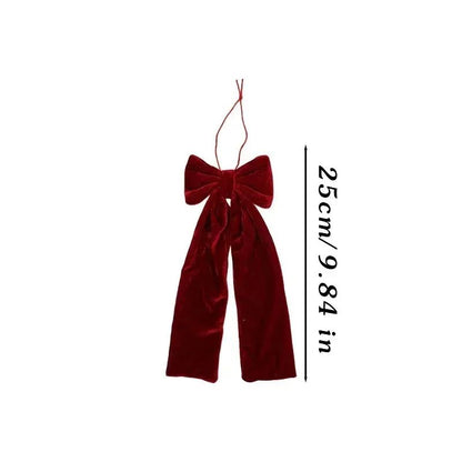 Large Size Bowknot Pendant Hanging Xmas Ornament DIY Home Party Christmas Tree Decorations Velvet Bow Burgundy Style Supplies
