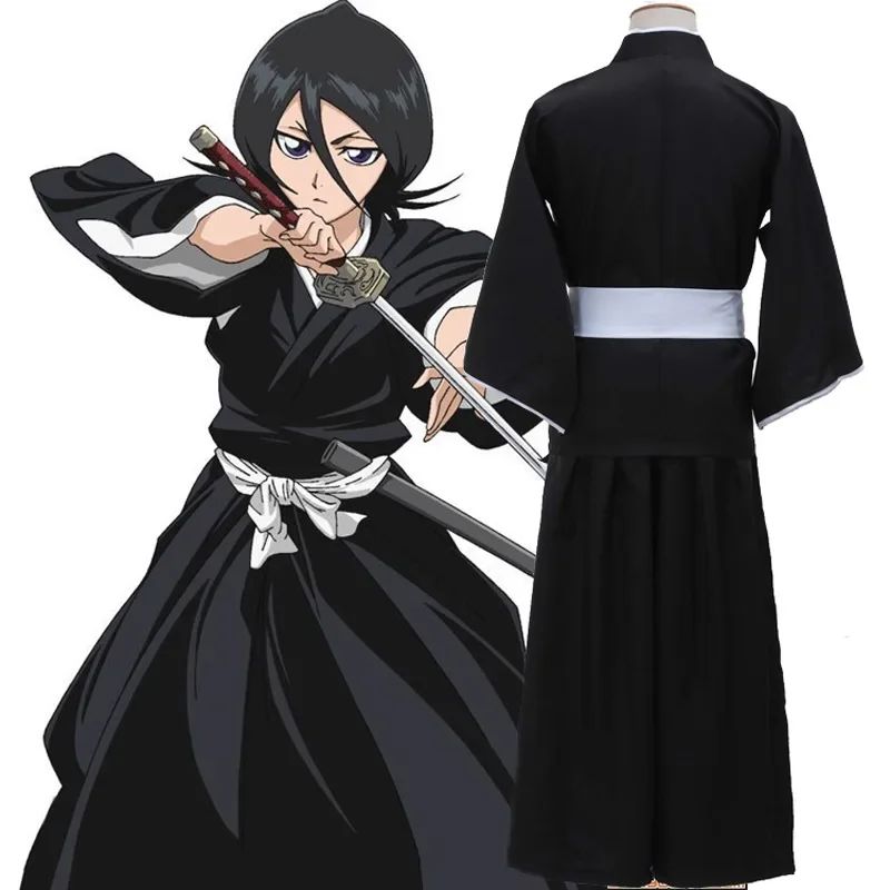 Anime BLEACH Cos Costume Kuchiki Rukia Shinigami Cosplay Costume Wig Set Halloween for Woman Men Clothes