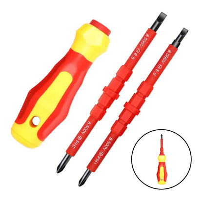 Conjunto de Chaves de Fenda Isoladas 3 em 1 PH1/PH2, Kit de Ferramentas Multiuso para Eletricistas, Chave de Fenda de Fenda Cruzada