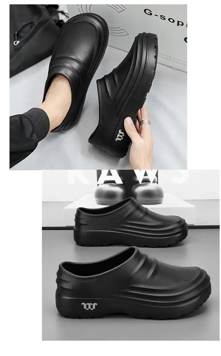 New Men's Casual Sandals Summer Chef Shoes Non-slip Fashion Trend Oil-resistant Work Shoes Outdoor Indoor Lazy Slippers