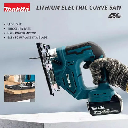 Serra tico-tico elétrica recarregável a bateria de lítio Makita DJV182Z 18V, serra curva para marcenaria, serra multifuncional para corte