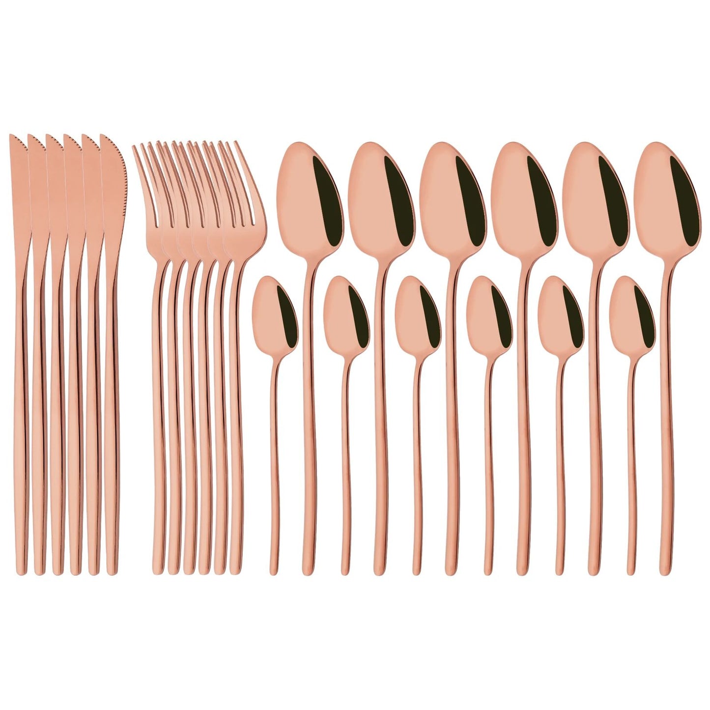 24Pcs Stainless Steel Dinnerware Set Kitchen Fork Spoon Knife Dinner Cutlery Set White Silver Western Flatware Tableware Set