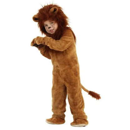 2?12Y Boys Girls Lion Animal Cosplay Costume, Deluxe Full Set Fleece Outfit for Halloween Purim Themed Party Fancy Jumpsuit