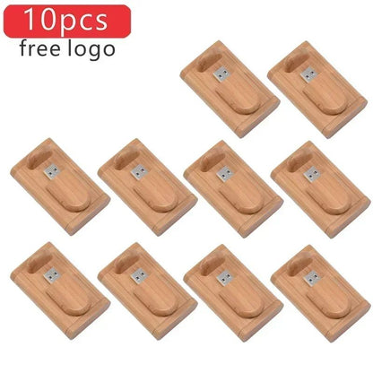 JASTER 10 unidades/lote (LOGOTIPO personalizável) Pen Drive USB 2.0 de Madeira 4GB 8GB 16GB 32GB 64GB 128GB Memory Stick Presente de Casamento