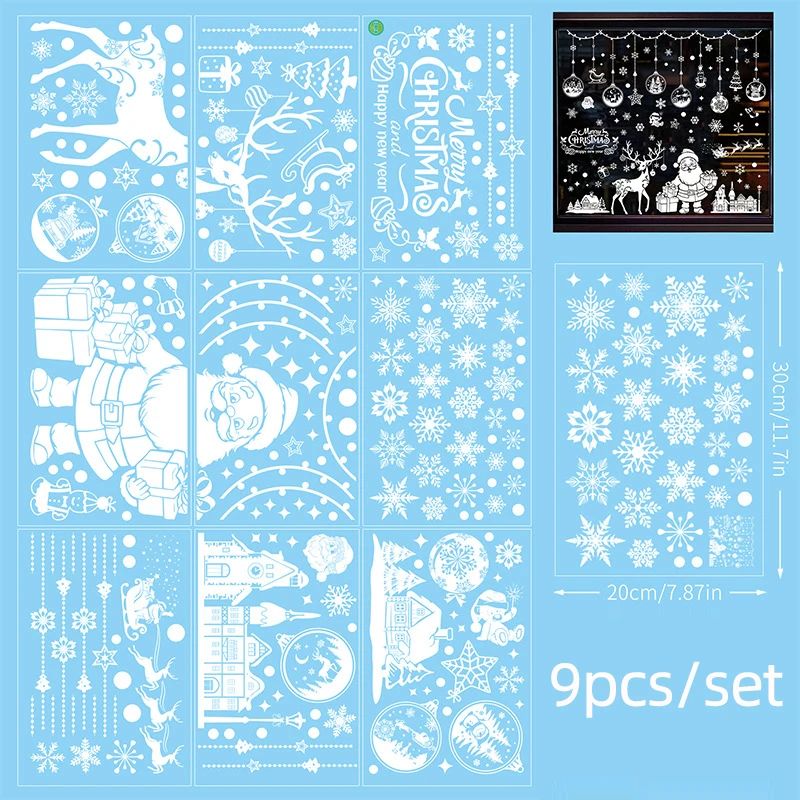 Christmas Gingerbread Man & Candy Cane Window Stickers - Sweet Holiday Decals for Bedroom Living Room Glass Holiday Home Decor