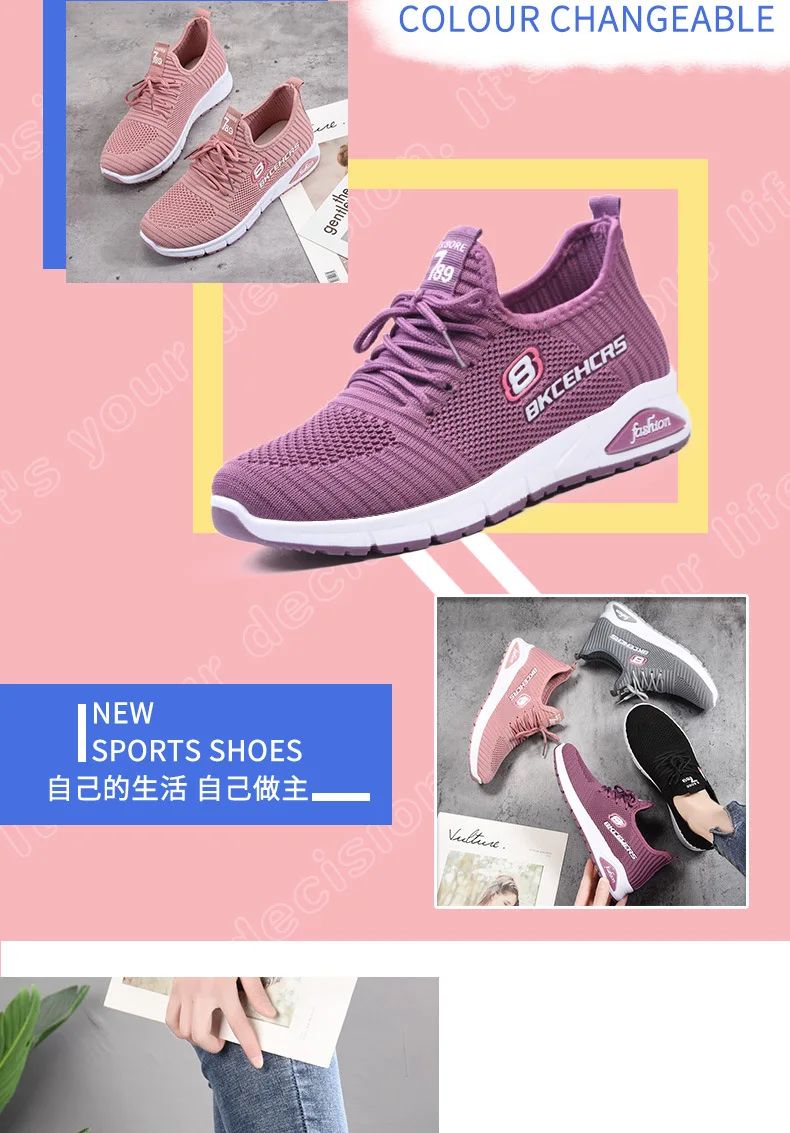 Women Casual Shoes Fashion Breathable Walking Mesh Flat Shoes Sneakers Women 2024 Gym Vulcanized Shoes Purple Female Footwear