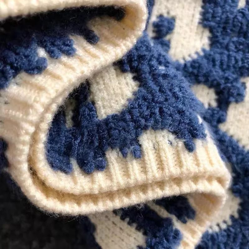 Autumn Winter CD Letter Full Print Embroidery Men's round Neck Knitted Wool Sweater Casual Long Sleeve Sweatshirt