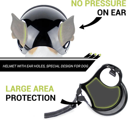 ATUBAN Capacete e Óculos de Sol para Cães Pequenos, Óculos de Proteção UV para Cães Médios, para Cães Dirigirem ao Ar Livre e Passearem