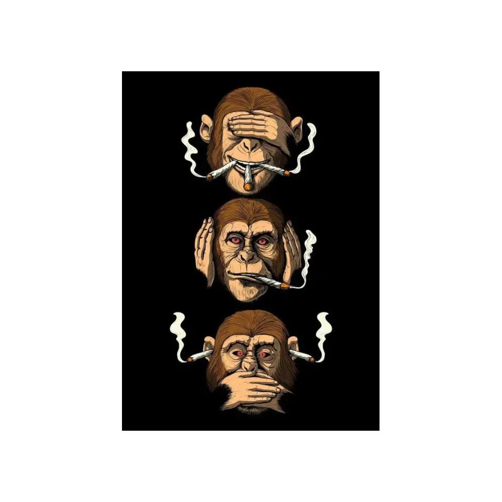 Classic Abstract Wall Art Funny Poster Humour Smoking Monkey HD Canvas Print Poster Home Living Room Bedroom Decoration