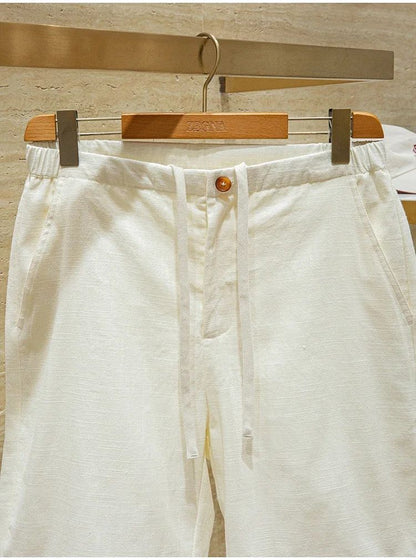 Ramie cotton blend comfortable and breathable summer drawstring casual linen shorts