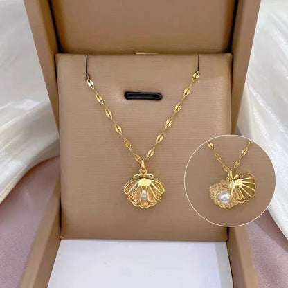 Colar Feminino com Pingente de Gota D'água com Borla em Aço Inoxidável Banhado a Ouro, Estilo Europeu e Americano, Corrente na Clavícula, Joia para Festa