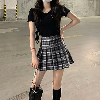 Plaid Half Length Skirt Women's A-line Short Skirt High Waist Girl Skirt Ropa Mujer Mini Skirts Clothes for Women