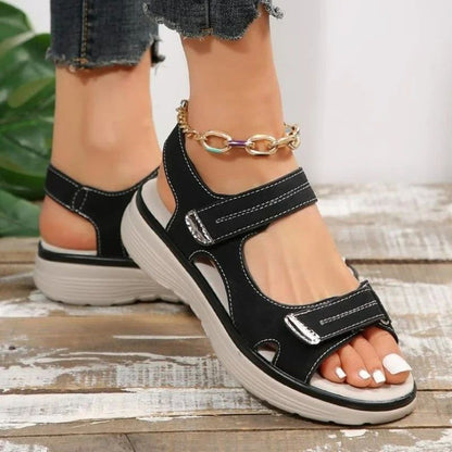 New Brand Female Sandals Summer Women Leather Light Casual Wedge Platform Shoes Blue Girls Outside Non-slip Shoes Plus Size 43