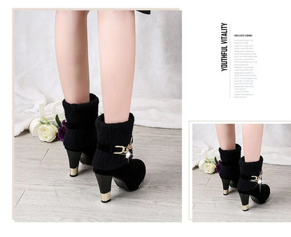 Sapatos femininos de salto agulha super alto com plataforma, sapatos de salto alto, scarpins femininos, botas de tornozelo de camurça bico fino para mulheres, botas de salto grosso NOVO