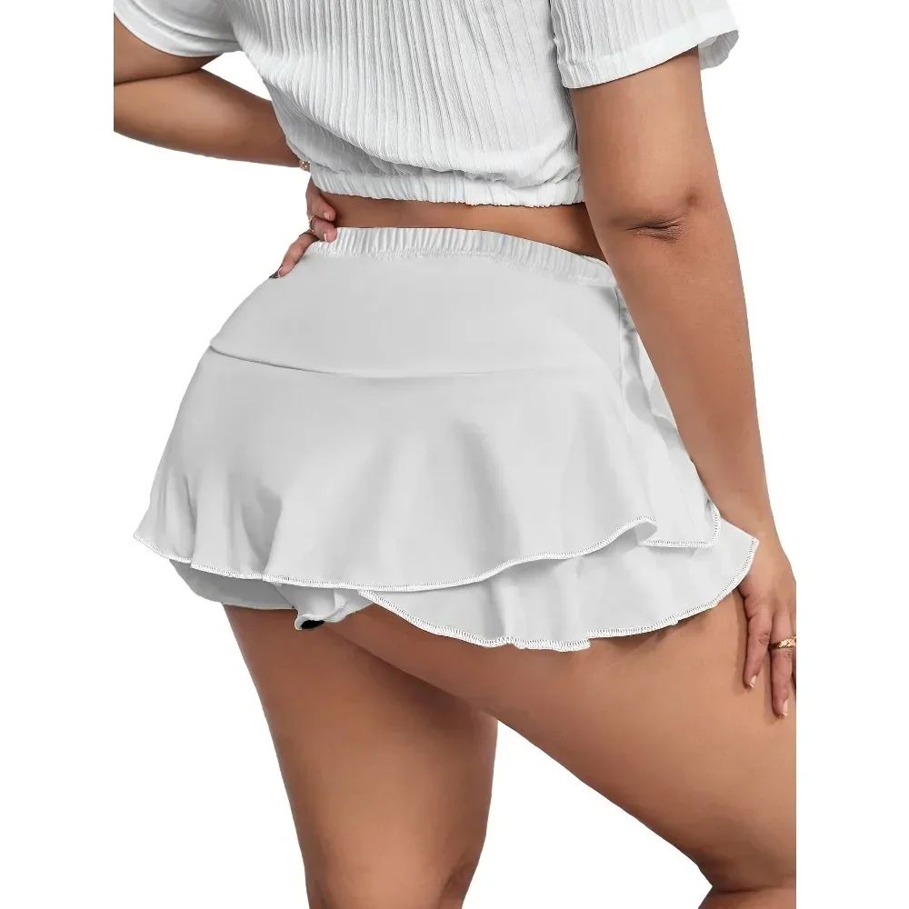 Plus Size 1XL-5XL New Women's Skirts Sexy Pleated Home Skirts Skirts with leggings Solid color skirts