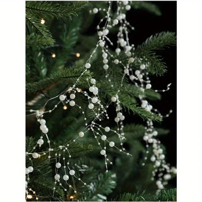 Christmas Pearl Bead Garland with Fishing Line Floral Hanging Ornament Bendable Design for Tree Decor Festival Party Arrangement