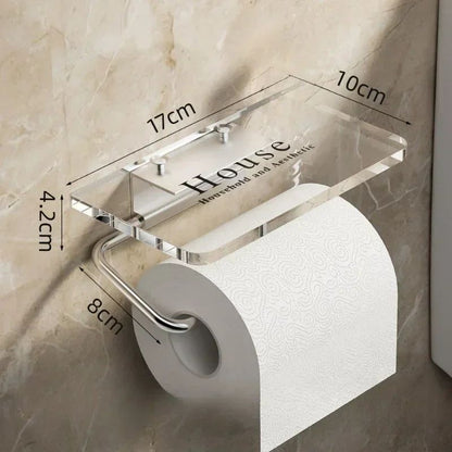 Luxury Gold Toilet Paper Holder with Shelf No Punching Acrylic Roll Paper Holder Tissue Hanger Bathroom Accessories  Bathroom