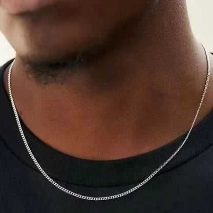 Colar Corrente Cubana Masculina 3mm Colar Simples de Aço Inoxidável Joias de Aço Titânio da Moda Acessórios da Moda Presentes de Festa