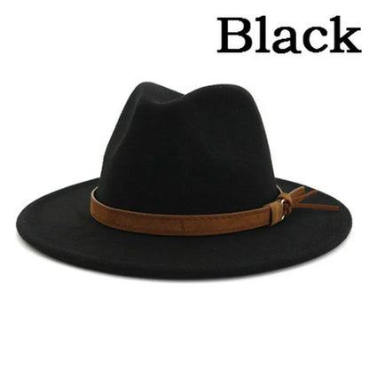 Fashionable Jazz Hats Autumn And Winter British Retro Top Hats Trendy Men's And Women's Woolen Hats Wide Brimmed Jazz Hats