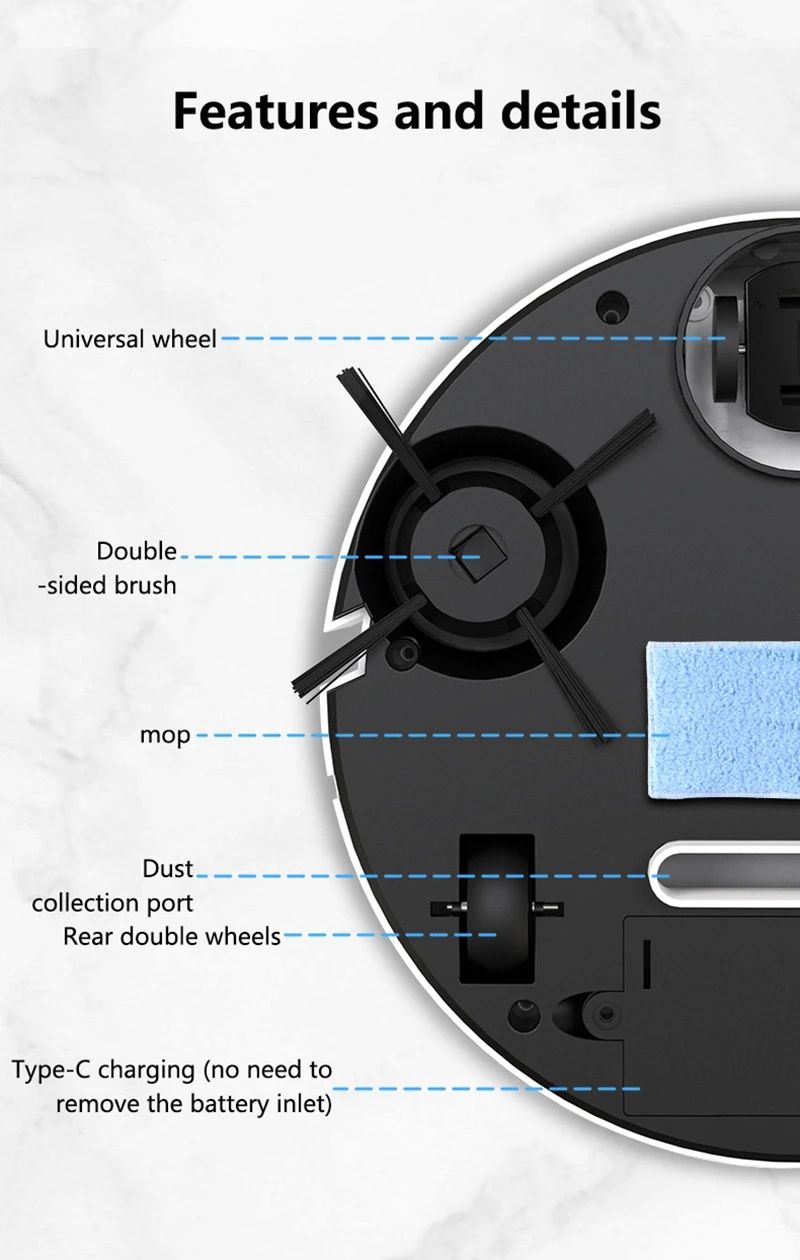 Xiaomi 3 in 1 Mini Intelligent Sweeping Robot Suction Sweeping Mopping Household Use Small Appliances Ultra-thin Cleaner