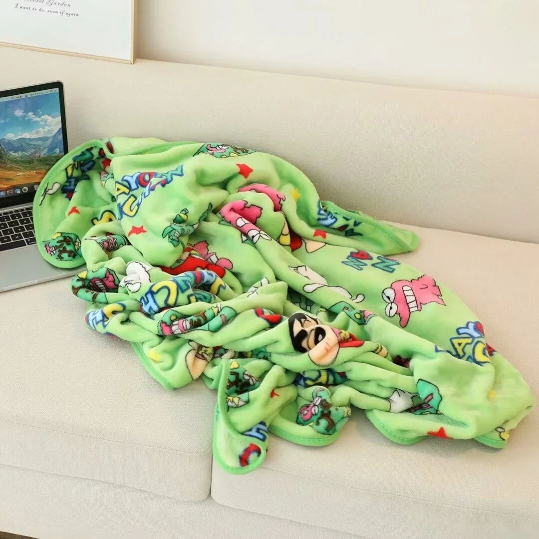 Cartoon Crayon Shinchan Flannel Blanket Single Size Sleeping Blanket Comfort Japanese Style Blanket Bedroom Bedspread Girl Kids