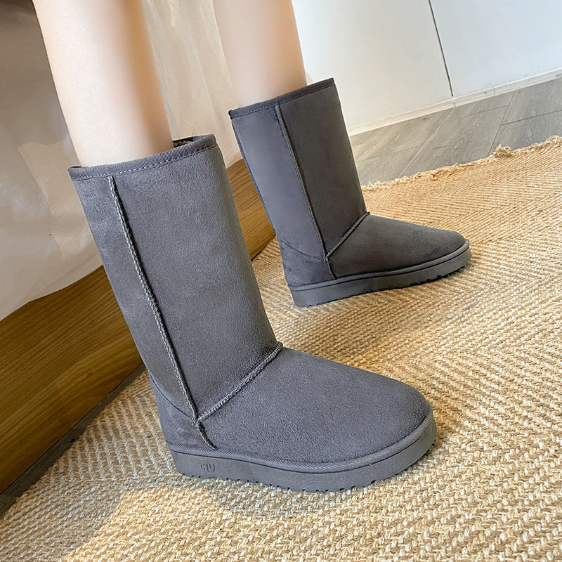 BCEBYL's New Casual and Comfortable Winter Round-toe Thick-soled Solid Color Velvet Warm and Fashionable Mid-calf Snow Boots