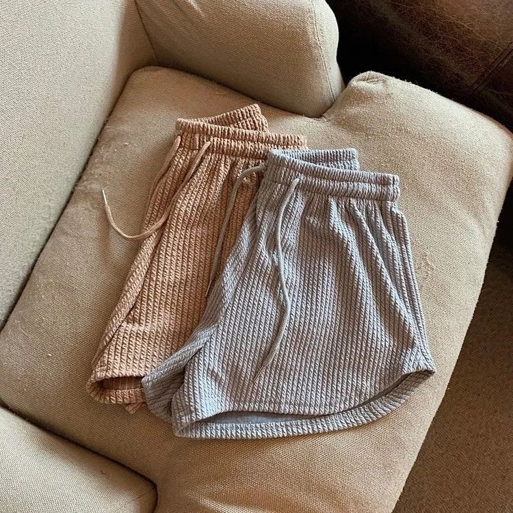 Women Shorts Summer High Elastic Lace Up Drawstring Wide Leg Sweat Short  Shorts for Women  Women Clothing  Womens Shorts