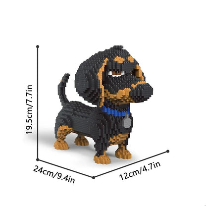 KNEW BUILT Modelo de Cachorro Dachshund Micro Mini Blocos de Construção Conjunto Brinquedos Educacionais Recreativos Presente para Amantes de Pets Peças de Decoração
