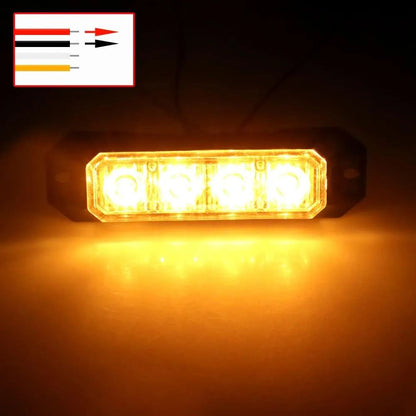 1PCS 4LED Strobe Warning Grille Flashing Lights Emergency Universal Trailer Truck Police Strobos Car Security Signal Lamp 12-24V
