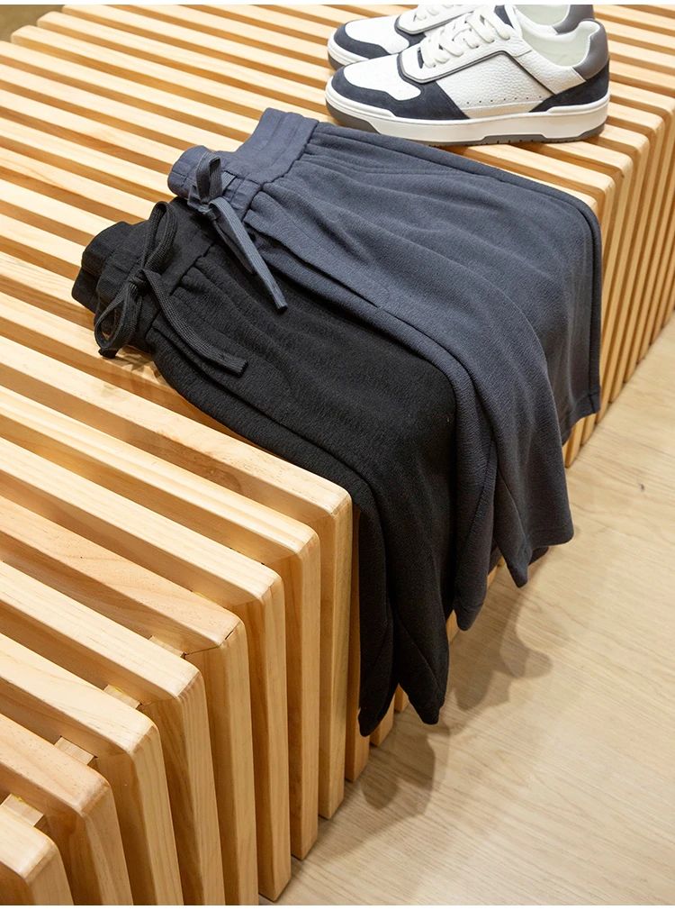 LP high-grade custom-woven cotton fabric summer men's casual elastic waist drawstring sports shorts