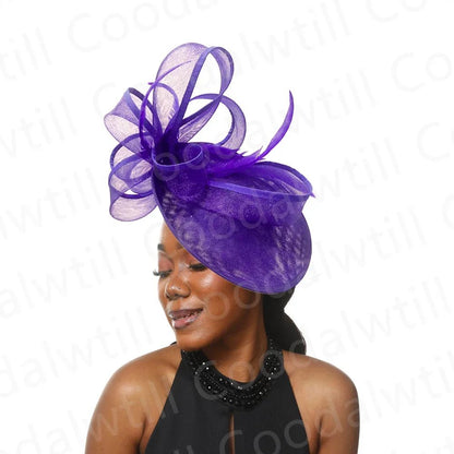 Chapéu Fascinator de Casamento Feminino, Chapéu de Millinery para Eventos Formais na Igreja, Chá, Corrida Kentucky Derby, Chapeau com Pena