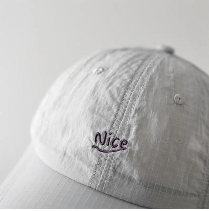 SS25 Korean Baseball Cap with Letter Embroidery & Gingham, Quick-Dry Minimalist Casual Unisex Hat for Daily Use