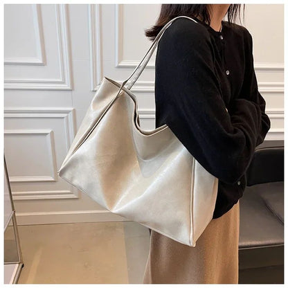 Large women's bag Fashion Underarm Pouch Large Capacity Soft Pu Leather Shoulder Bag Retro Crossbody Bag Casual Portable Bucket