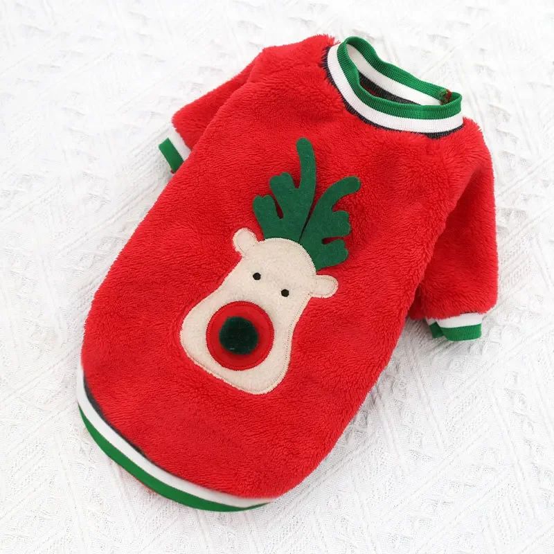 Roupa de Natal para Cães Roupa de Inverno Quente para Cães de Pequeno e Médio Porte Alce Papai Noel Cães Gatos Casaco Moletom Fantasia de Natal para Cães