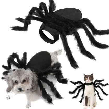 Fantasia de Aranha para Pet Design de Pelúcia Realista Cão Gato Festa Roupa Confortável Segura Fácil de Vestir e Tirar Diversão Celebração Acessórios para Pet