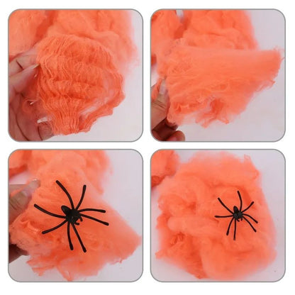 Artificial Spider Web Halloween Decoration Scary Party Scene Props White Stretchy Cobweb Horror House Home Decora Accessories