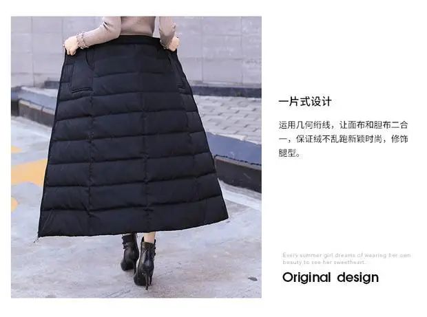 Saia de Algodão Quente de Inverno Grossa Feminina Outono Inverno Nova Saia de Algodão Para Baixo Calça Meia-Corpo 2025 Nova Saia de Inverno Vestido Longo