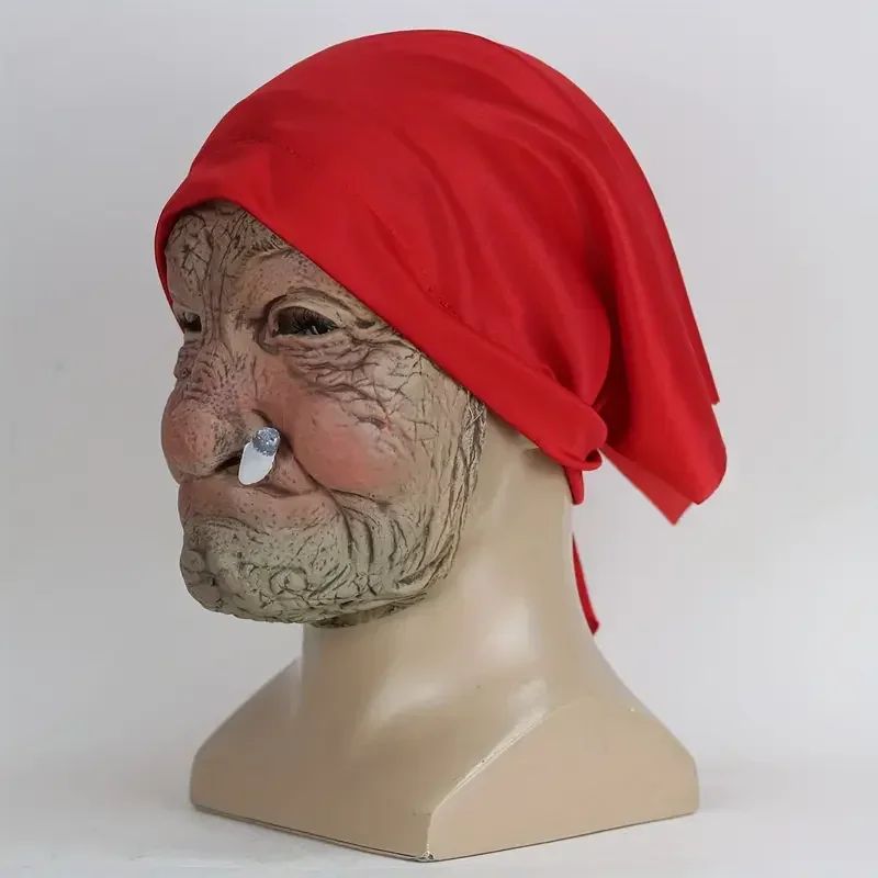 Little Red Hood Smoking Grandma Old Woman Mask Party Props Halloween ideal choice for gifts Suitable for men and women
