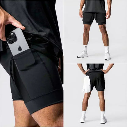 Dragon Ball Goku Anime Gym Shorts Men Double-layer 2-in-1 Sports Pants New Summer Japanese Cartoon Print Beach Pants Streetwear