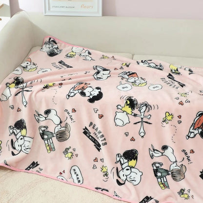Snoopy Plush Blanket Comfortable Cartoon Snoopy Pattern Printing Flannel Blanket Office Nap Blanket Bedroom Bedspread Girl Gift