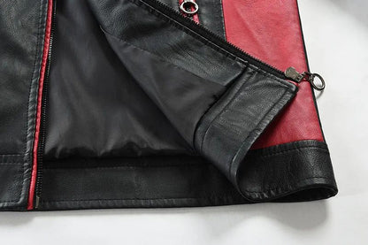 Fashionable Men's Biker Leather Jacket 2025 New Zipper Stand Collar Fleece Lined Casual PU Leather Coat Regular Fit Chinese Orig