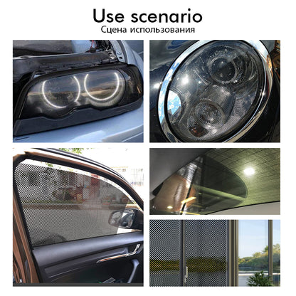 One Way Perforated Film  Self Adhesive Suitable for Cars Headlight Tint Perforated Black Vinyl Film Sticker Privacy Window Film