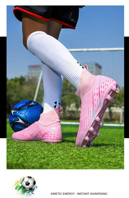 Red Male Football Boots Outdoor Training Football Field Cleats Man Lace-Up Anti-Slip Men’s Soccer Shoes Society botas de futbol